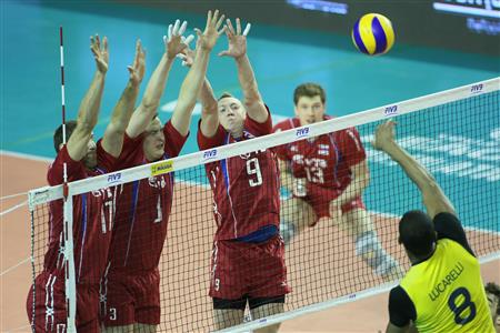 Russia's wall in the World League 2013 final